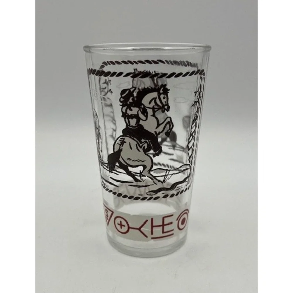 Anchor Hocking Vintage‎ Cowboy Western Horse Glass Rodeo Ranch Decor Tumbler